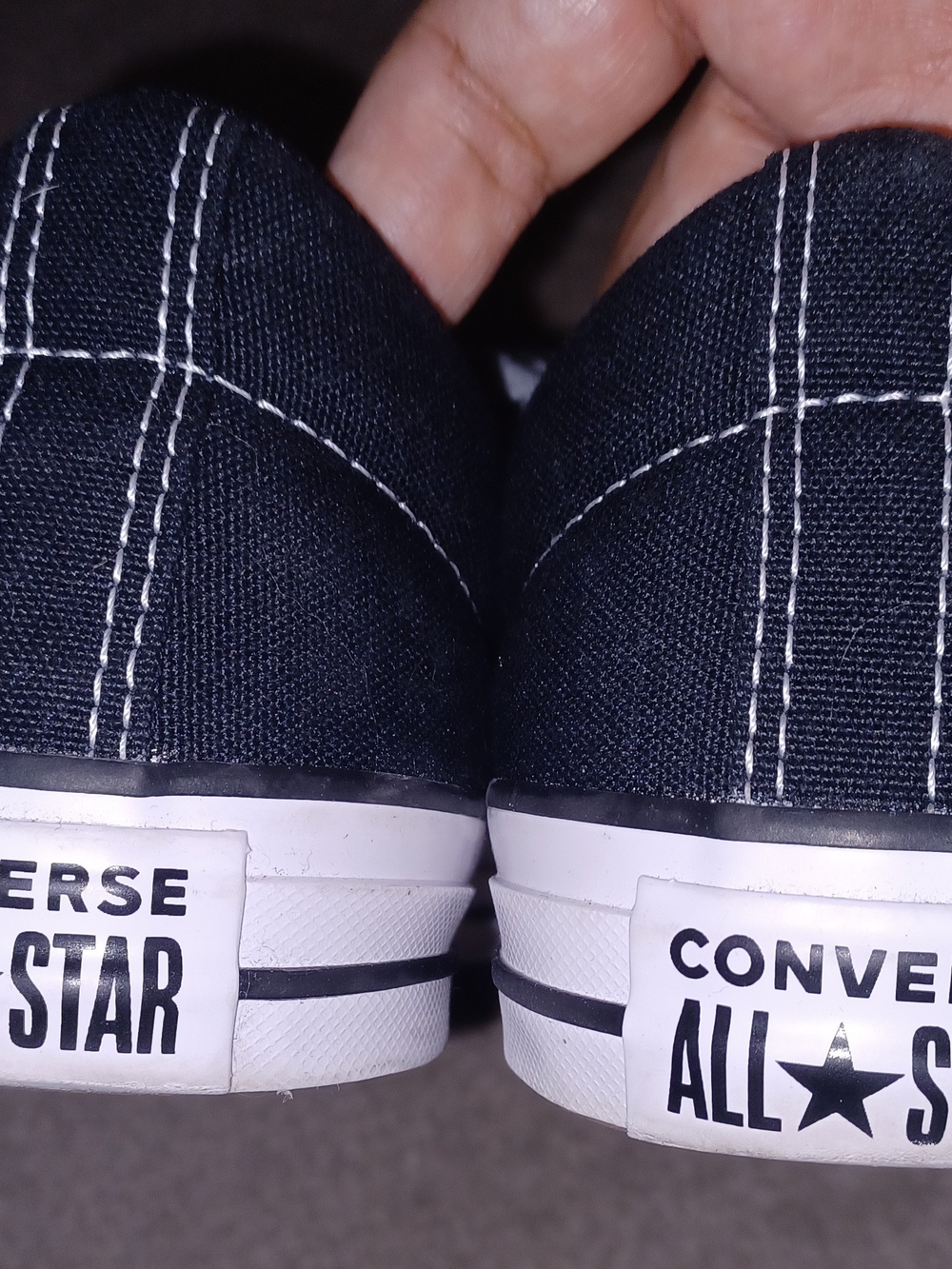 Converse Men's Low Top Chuck Tailor Sneakers in Black with White Stitching